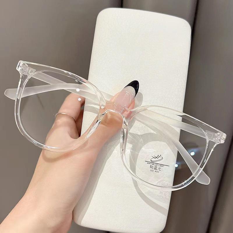 Neue Anti-Blaulicht-Brille, Myopie-Fertigprodukte, großer Rahmen, schlichter schwarzer Rahmen, Brillengestell für Korrekturgläser, flache Brille