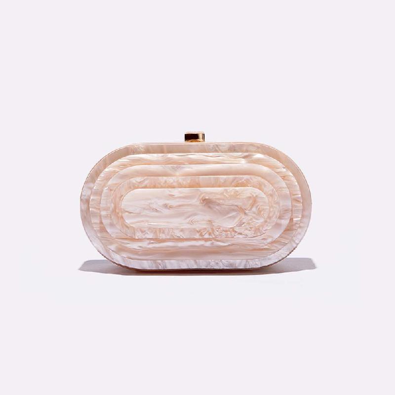 

Summer Vintage Women Evening Bag Fashion Patchwork Acrylic Shoulder Chain Bag Elegant Party Clutch 17.5x11.5x6.5cm шампанського