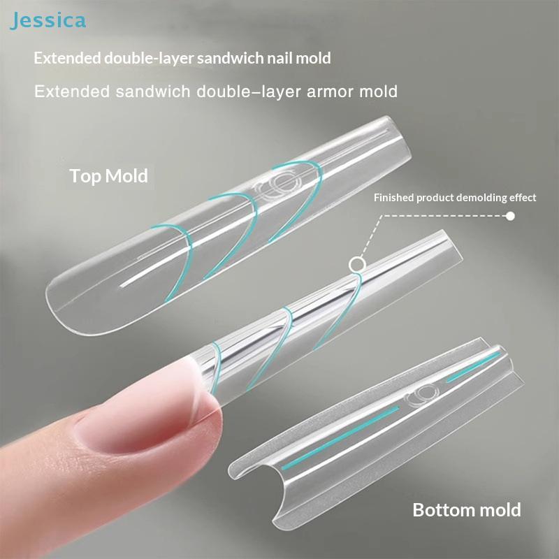 140/280pcs Sandwich Dual Nail Forms Extensions-Dual Forms Top Bottom Mold Long Square Almond Nail Art Forms Manicure Tool
