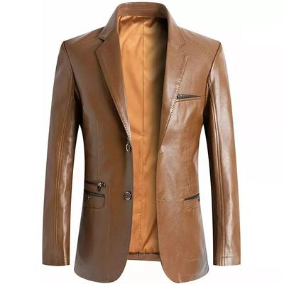 Lamsleer Formeel Stijlvol Heren Blazer Bruin Handgemaakt Echt Leer Mode