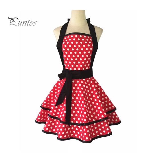 

Винтажный фартук для женщин, кухня, готовка, выпечка, барбекю, гриль, полосы, закрывающие грудь до колена, регулируемый шейный фартук в полоску в горошек, ретро-фартук ко Дню матери красный/чёрный