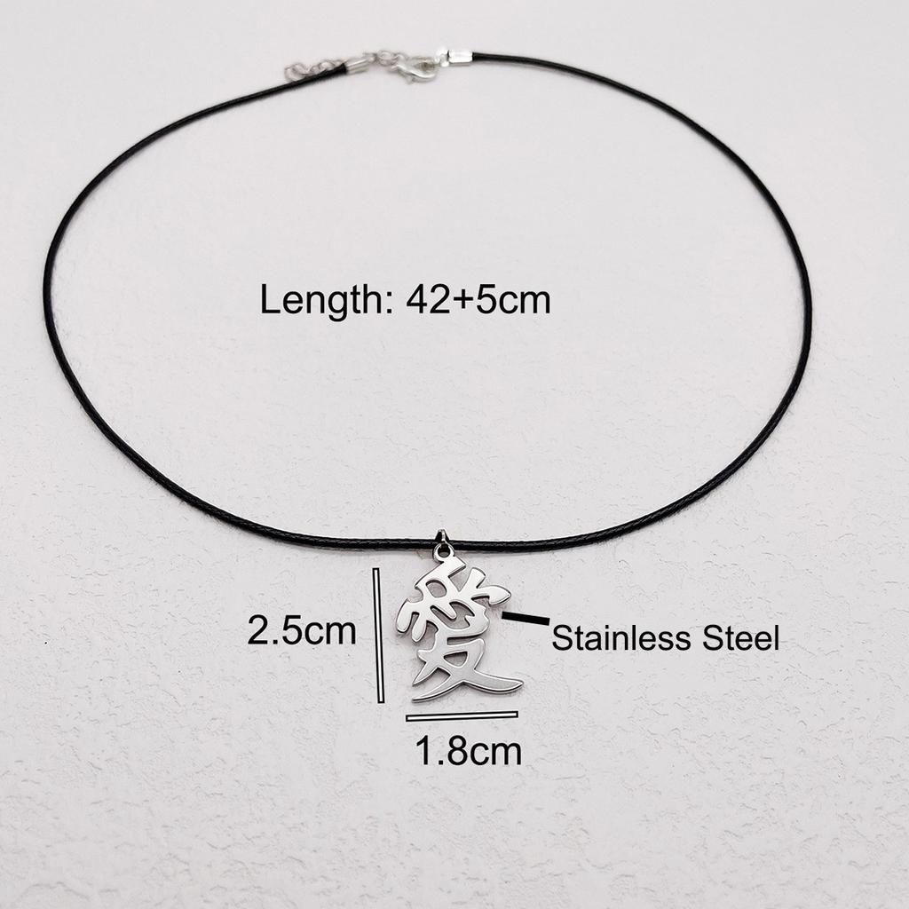 Stainless Chinese Character Love Pendant Necklace Lovers Couples Jewelry Gift