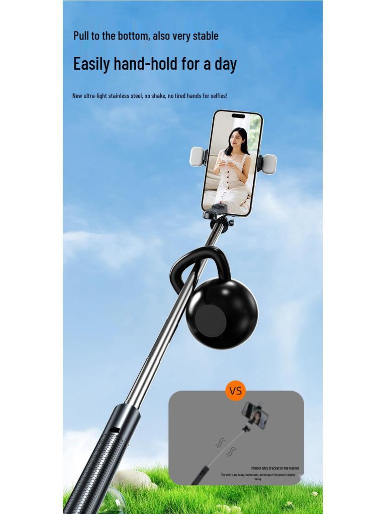 1.7m Anti-Shake Selfie Stick with Bluetooth Remote, Stabilizer, Telescopic Frame, Fill Light, and Mobile Holder for Live Streaming.