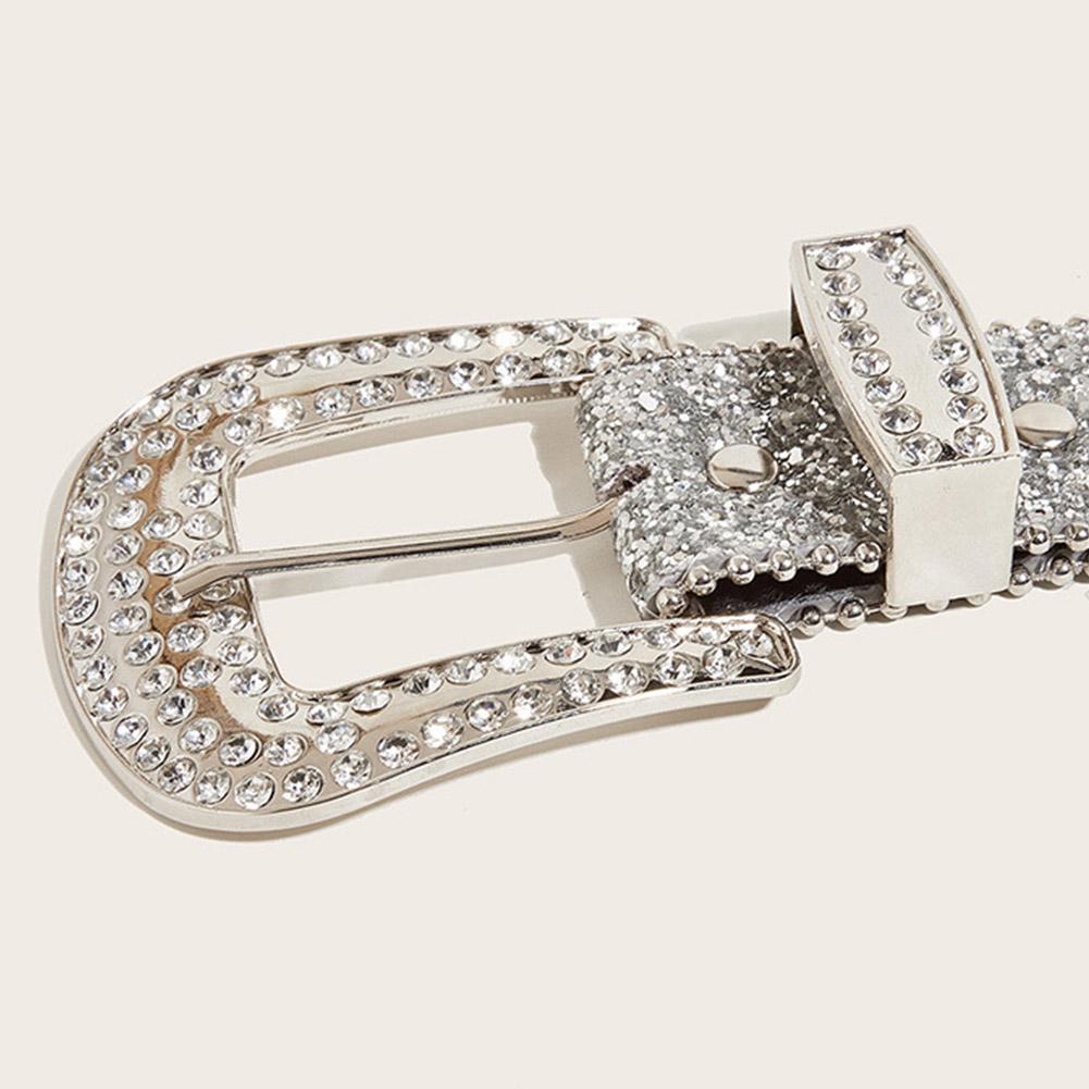 Women's Wide Waistband Shining PU Leather Strap For Western Belt For Girls Y2K Men Rhinestone F B7L6
