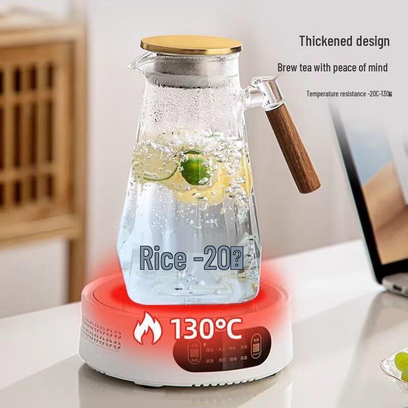 Mr. Jian Thickened Glass Water Pitcher with Walnut Wood Lid