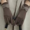 1 Pair Suede Gloves For Women Winter Velvet Gloves Elegant Touch Screen Gloves Riding Driving Keep Warm Outdoor Christmas Gift