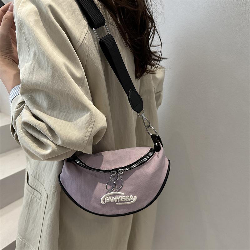 Simple Letter Calico Bag Dumpling Bag New Solid Color Casual Versatile Shoulder Messenger Bag