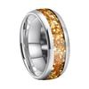 Yellow Crushed Stone Silver-Edged Stainless Steel Men's Fashion Ring