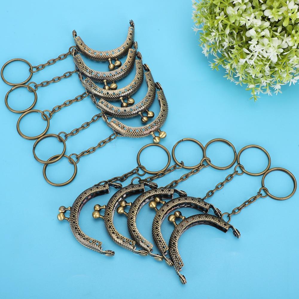 10pcs Bronze Tone Kiss Clasp Lock Metal Metal Coin Frame Retro Purse Frame Clasp Fabric Bag Craft