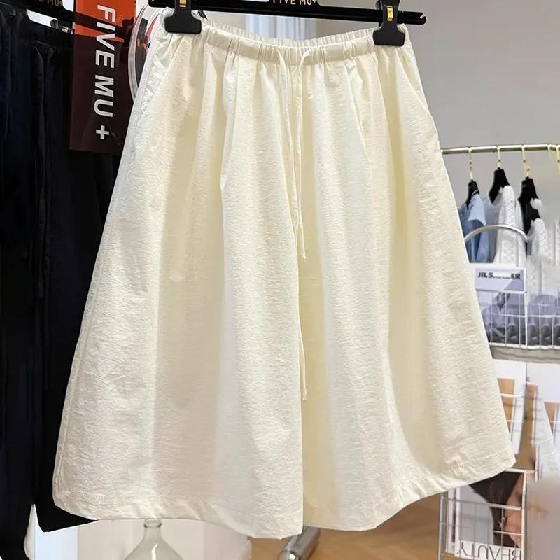 Shorts Pants Women Summer Solid Color Vintage Loose Large Size Casual Wide Leg Pants Shorts