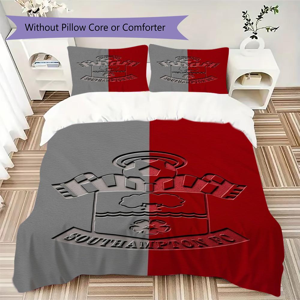 Southampton FC Muster Bettwäsche Steppdecken-Set Bettbezug Kissenbezug Heimdekoration Geburtstagsgeschenk (1 * Bettbezug + 2 * Kissenbezug ohne Füllung)