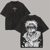 Camiseta Dolor Naruto Hombre Lavado Ácido Estampado Trasero Yahiko Gráfico Anime Algodón Streetwear Rinnegan Moda Vintage Camiseta Hip Hop