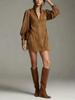 European & American Elegant Retro Solid Long Sleeve Zipper Stand Collar Dress 2025
