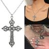 Church Crucifix Necklace Gothic Party Jewelry Pendant Necklace Vintage Alloy Indie Punk Choker Sweater Chain for Women