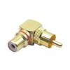 Copper Gold-Plated 90° RCA L-Shaped Male To Female Adapter