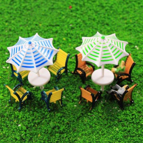 

Set of 2 Model Parasols and Chairs, 1:150 Scale, Perfect for Gardens, Miniature Gardens, Buildings, and Dioramas, Educational DIY Projects