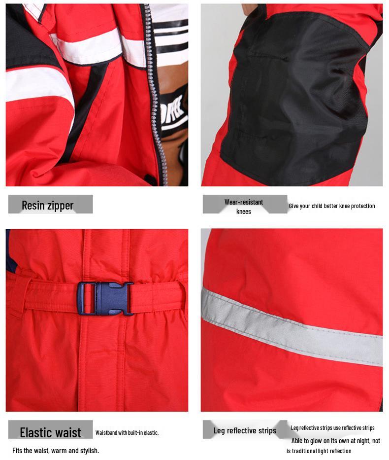 Unisex One-Piece Hooded Ski Suit - Solid Color, Warm Jacket & Pants