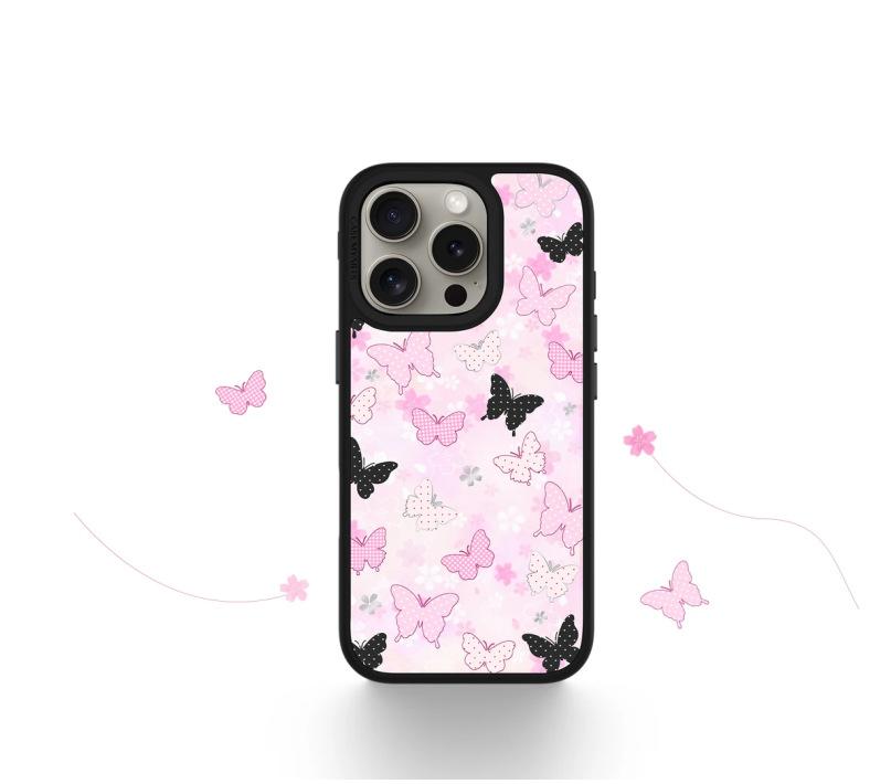 

Black Pink Butterfly for Mobile Phone Case for IPhone17promax for 16 for Apple 15 Protective Case Niche Creative 14 For Apple 11