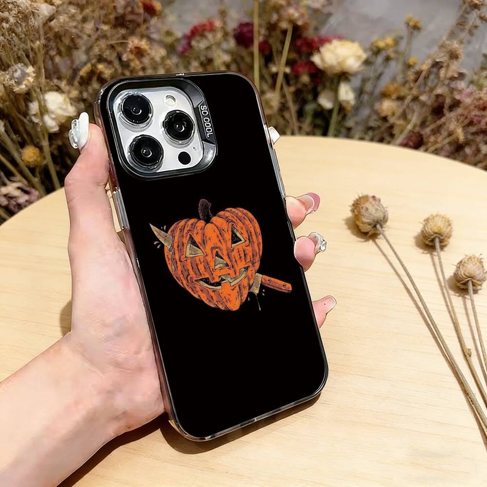 

Halloween Pumpkin Head Phone Case For iPhone 17,16,15,14,13,12,11 Plus,Pro Max,XS,Colorful Silver Phone case Funda Cover iPhoneXsMax