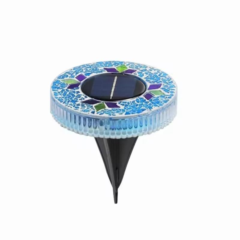 4/2/1PCS Solar Disk Light Waterproof Outdoor Glass Garden Stake Lighting Colorful Decorative Pathway LED Lights Dusk to Dawn
