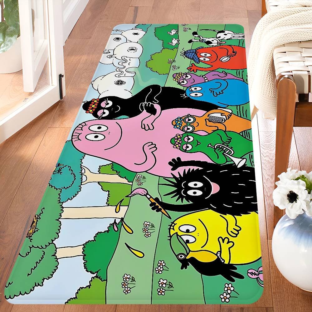 Cute Cartoon Les Barbapapa Hallway Carpet Washable Non-Slip Living Room Sofa Chairs Area Mat Kitchen Doormat Area Rug