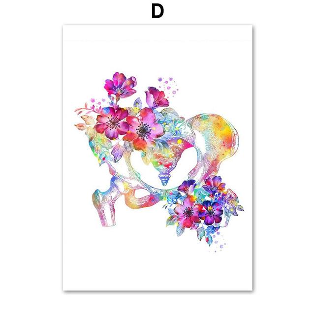 Bone Anatomy Flower Skull Hand Foot Wall Art Canvas Painting Nordic Poster And Prints Wall Pictures For Doctor Room Clinic Decor