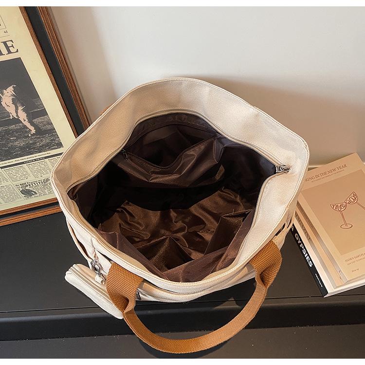 Versatile Women's Large Canvas Tote - Fashionable Mother-Child Casual Shoulder Bag for School & Commute