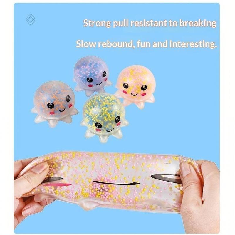 Octopus Squeeze Toy Luminous Soft Squeeze Stress Relief Fidget Toy Cute Cartoon Bead Filled For Kids Adults Party Gift