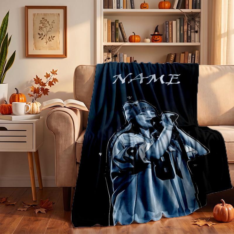 Billie eilish Custom Flannel Blankets Soft Warm Cozy Throws for Home Decor Holiday Gifts