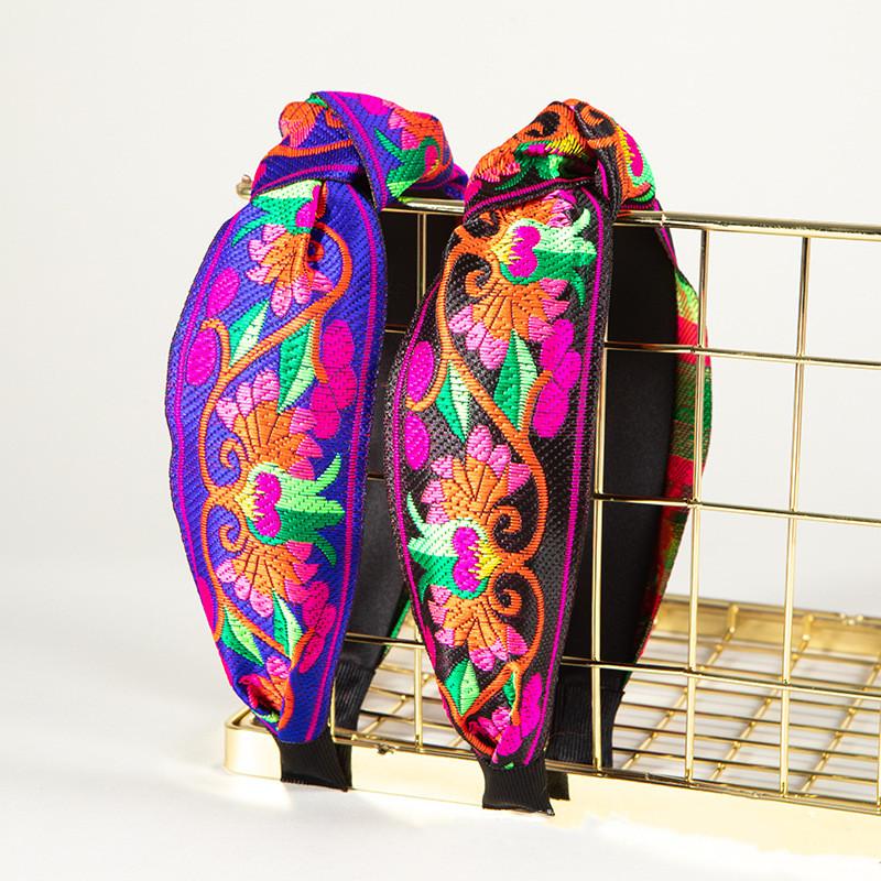 Kvinnor Etnisk Huvudbonad Vackert Blommig Böhmisk Broderitejp Hårband Dam Flickor Shopping Fest Hårbygel Accessoarer