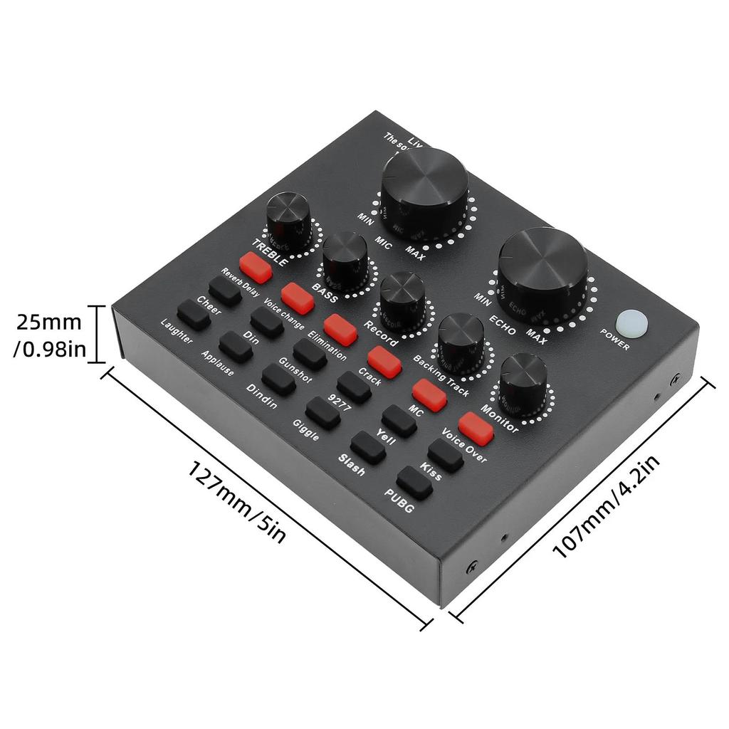 V8 Audio Sound Card USB Plug DJ Equipment Sound Cards Audio Mixer For Phone Computer PC Webcast Live External Karaoke Recording 1