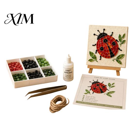 Beginner Friendly Mosaic DIY Sea Glass Art Kit, Ocean Animal Themed Craft Set for Adults Relaxing Activity Beginner, Handmade Material Pack P