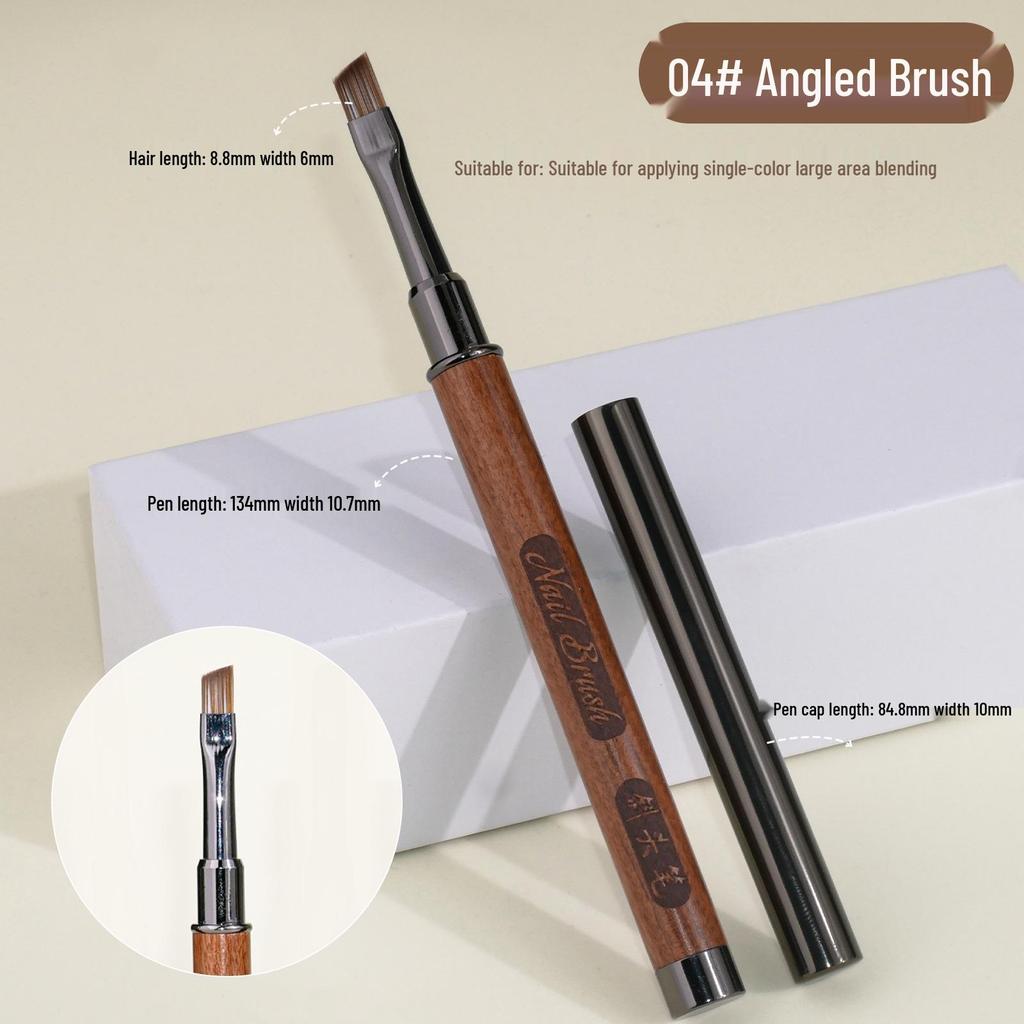 Sandalwood Nail Art Gel Pen Set: Round & Flat Tips for Painting, Drawing, and French Designs