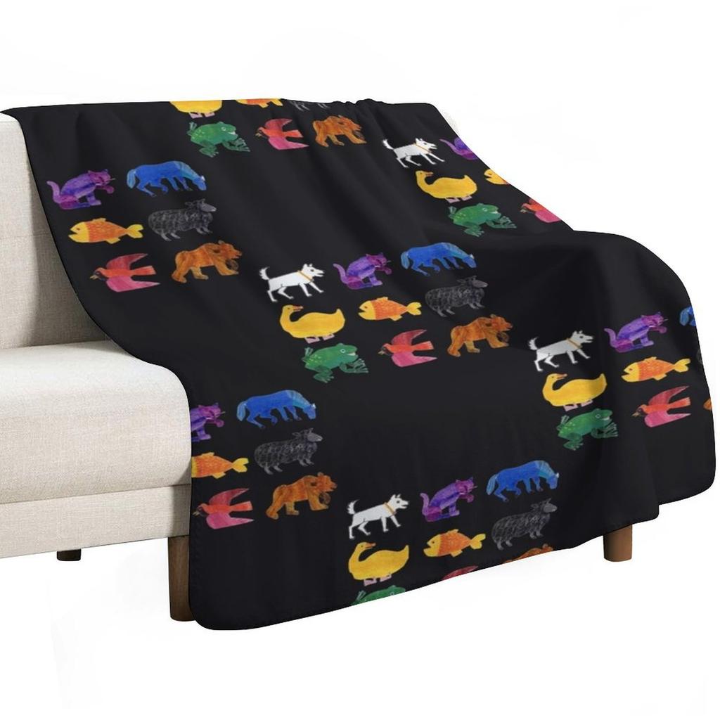 Eric Carle Animals Throw Blanket Warm Accent Blanket for Living Room Decoration