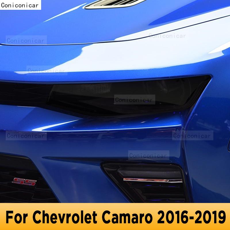 Car Headlight Protection Tint Anti-Scratch Protective Smoked Black Film TPU Stickers For Chevrolet Camaro 2016- Accessories
