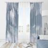 2 Pieces of Elegant White Feather Printed Curtains   Through-pole Curtains   Bedroom and Living Room Curtains
