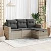 VidaXL Garden Lounge Set 4 Pcs with Light Grey Cushions Wicker 3325358