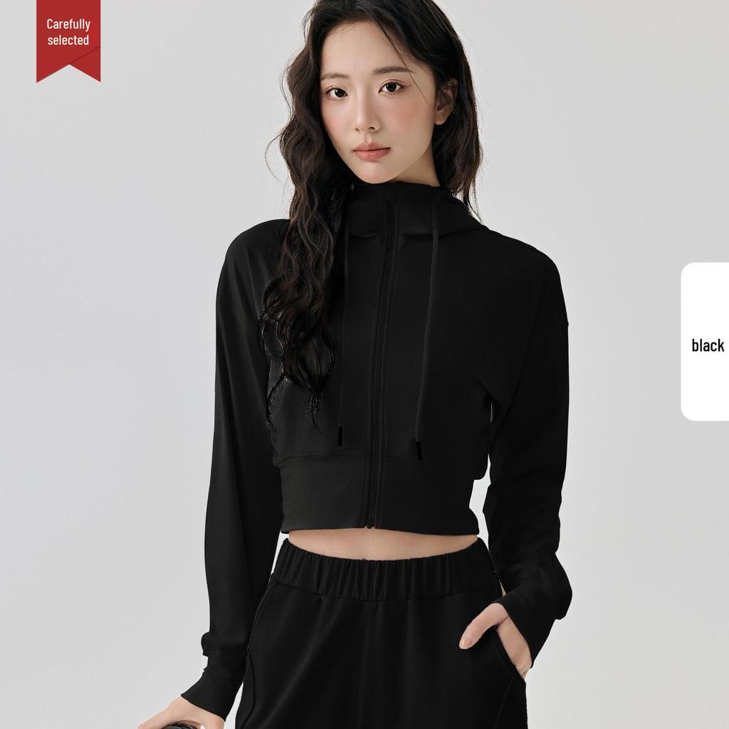 Selected Women's Hooded Sportswear Jacket: Casual Slimming Fit for Outdoor Running & Yoga