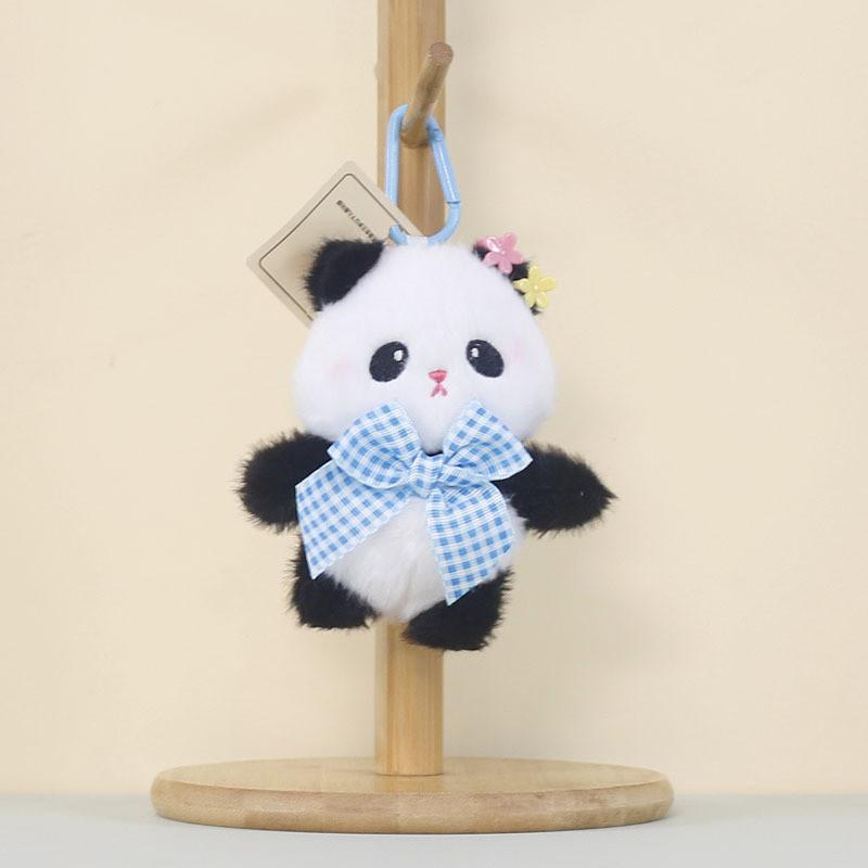 Panda Plush Keychain With Cartoon Milk Bottle And Colored Bow For Kids And Collectors