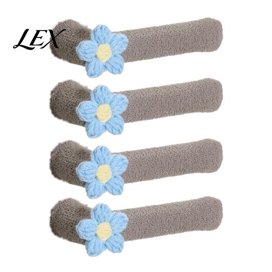 Door Handle Protector 2/4Pcs Flower Cover, Anti-collision Knob Protector, Anti-Static Bedroom Anti-Freeze Lever Sleeve for Home Office