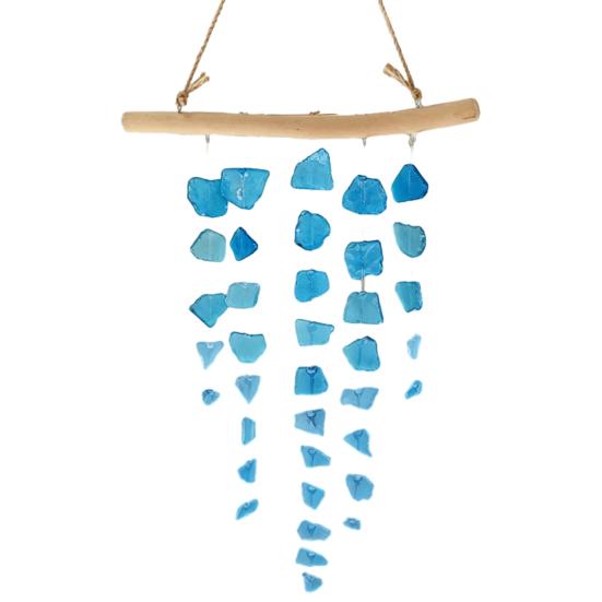 Sea Glass Wind Chime Handmade Driftwood Wind Chime Coastal Hanging Wind Chime for Home морской синий