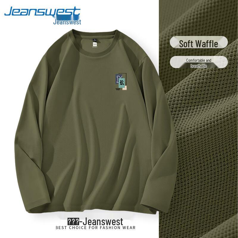 Jeanswest Men s 2025 Waffle Knit Long-Sleeve T-Shirt M
