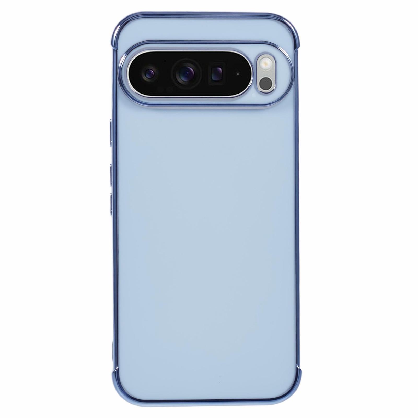

For Google Pixel 9 Pro XL Case Electroplated Frame TPU Soft Phone Cover Blue
