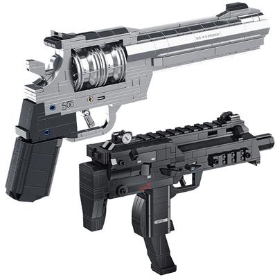 2024 NOVO Revolver Militar M500 Pistola Blocos de Construção Kits M10 MP7 Submetralhadora Atira Bala Arma Tijolos Brinquedos Para Crianças Presente