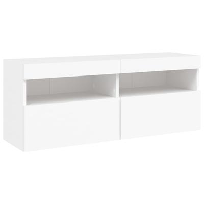 Wall Mounted TV Cabinet with RGB LED Lights White 100 X 30 X 40 Cm