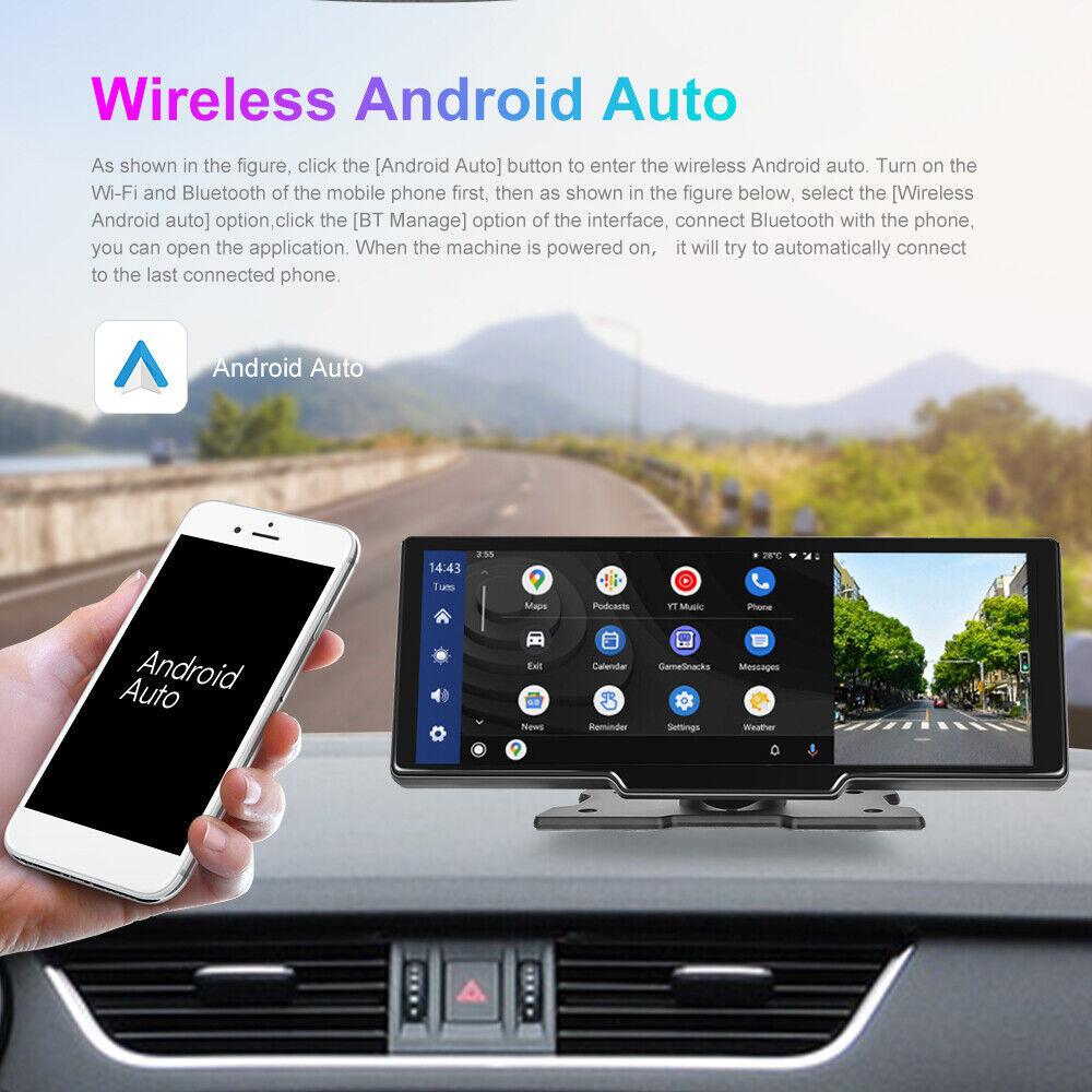 4K Ultra HD Wireless CarPlay Unit, Built-In Optical Sensor WiFi GPS Navigator + Dual Recording Vehicle Dashcam