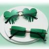 Sun Glasses Women Men Leprechaun Costume Glasses Green Four Leaf Clover Glasses Irish Shamrock Sunglasses St. Patrick's Day