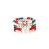 Handmade Colorful Letter Seed Bead Bracelet, Retro Ethnic Multi Layer Elastic Bangle