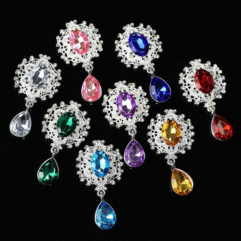 10PCS Metal Fashion DIY Jewelry Accessories Flower Plate Diamond Buckle Water Drop Gem Pendant Alloy Accessories Hair Accessories Headgear Material