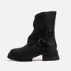 New Autumn and Winter Warm Leather Side Zipper Thick Sole Boots High Street Style Women Vintage Fashion Short Boots